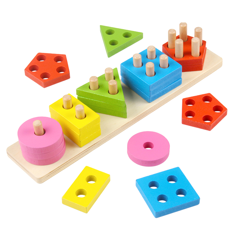 宝宝几何配对套柱积木早教益智玩具儿童蒙氏颜色形状认知教具3岁-图3