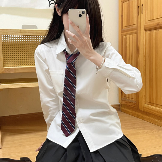 jk衬衫长袖短袖基础款制服套装春秋学院风内搭外套抗皱白色上衣女