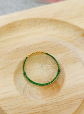 18K金芝麻珠极细可调节戒指手绳