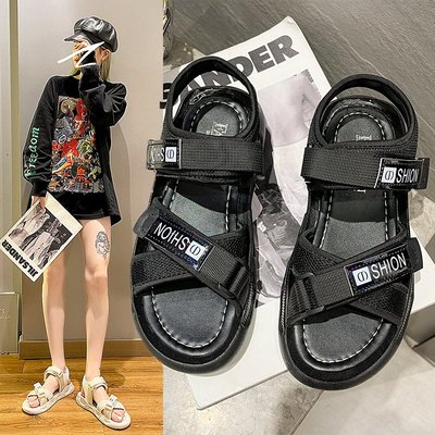 凉鞋女2021年夏季新款网红厚底沙滩罗马防滑软底学生百搭运动女鞋