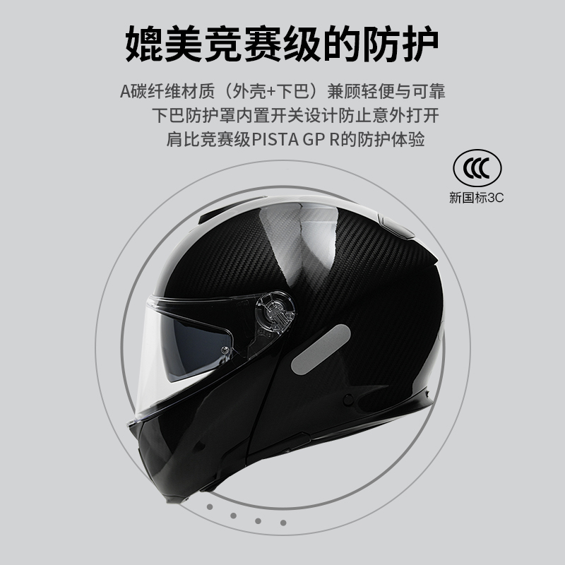 AGV/爱吉威SPORT MODULAR碳纤维双镜片揭面盔机车头盔官方旗舰店 - 图1