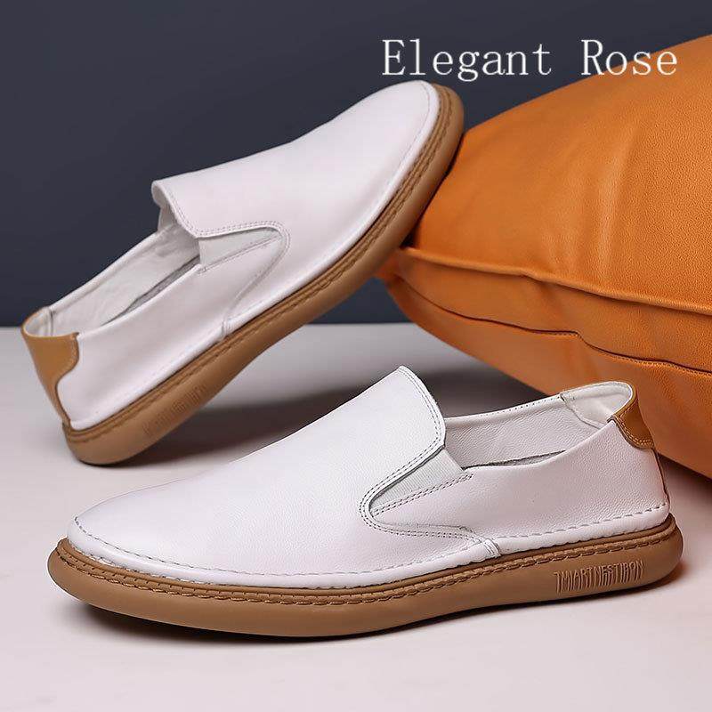 ELEGANT ROSE 男鞋一脚蹬软底休闲鞋牛皮乐福鞋透气百搭豆豆鞋潮,淘宝优惠券,粉丝福利购,淘宝优惠卷