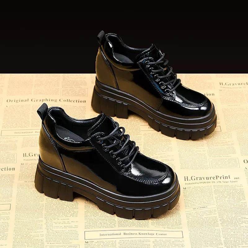 香港内增高小皮鞋女鞋2024新款秋季松糕厚底乐福鞋显脚小单鞋10cm,淘宝优惠券,粉丝福利购,淘宝优惠卷