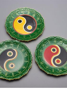 黄万莲花盘万字福85cm太极盘黑白黄白太极莲花摆件黄万莲花通关牌