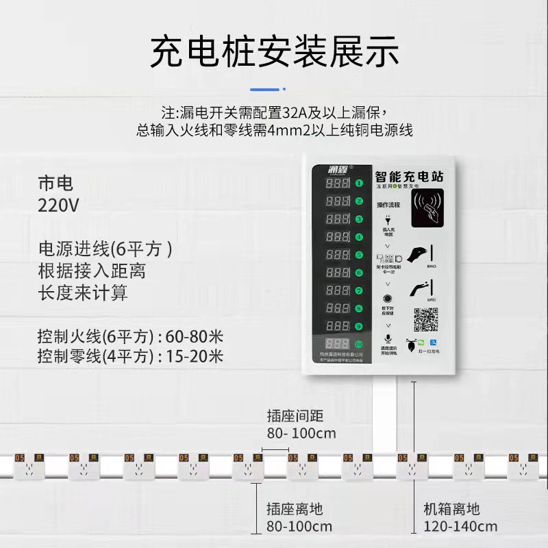 电动三轮车充电桩大功率老年代步车10路扫码刷卡小区电瓶车充电站-图1