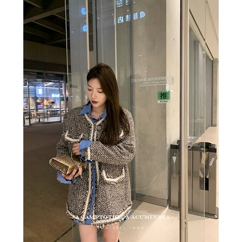 Демисезонная плетеная куртка, в стиле Шанель, изысканный стиль, свободный крой