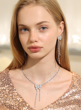 小巴黎蝴蝶耳环项链套装