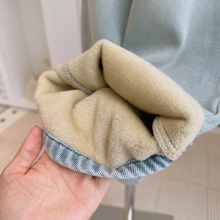 女童加绒牛仔裤秋冬25新款中大童直筒阔腿裤初中生冬季一体绒裤子,淘宝优惠券,粉丝福利购,淘宝优惠卷