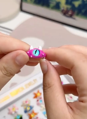 可爱小怪兽戒指金属小众设计卡通开口独眼怪兽童趣鬼马闺蜜指环