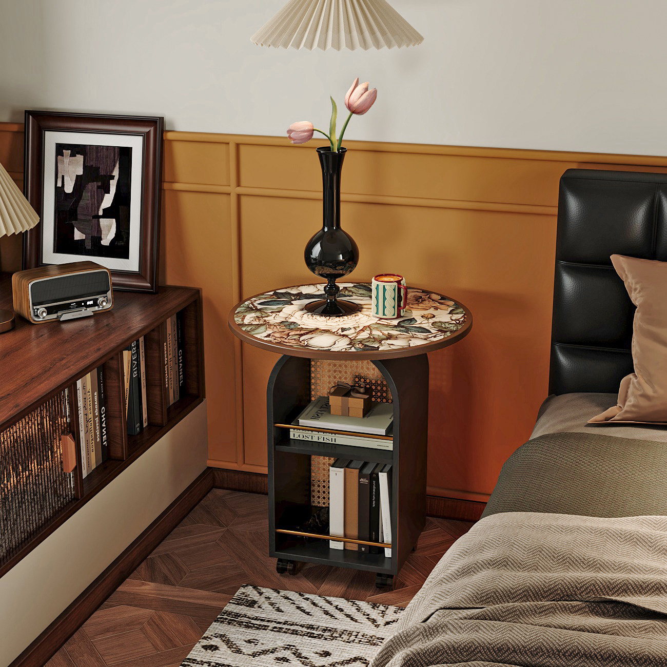 实木彩绘移动边几收纳储藏定制彩绘座面床头柜客厅沙发边柜边几,淘宝优惠券,粉丝福利购,淘宝优惠卷