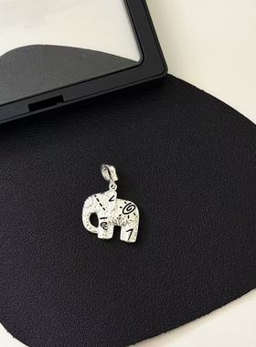 《大象毛衣链》ins减龄百搭涂鸦大象吊坠抽拉925白银毛衣链70Cm