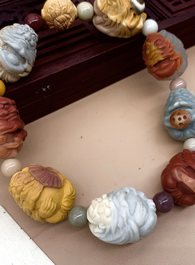 天然戈壁玛瑙阿拉善彩玉钟馗手工雕刻精工俏色送人收藏