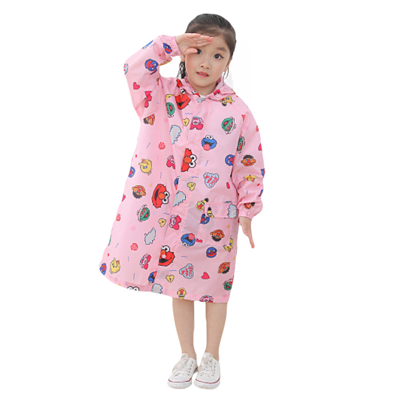 Children's raincoat with schoolbag bit zipper one-piece - 图3