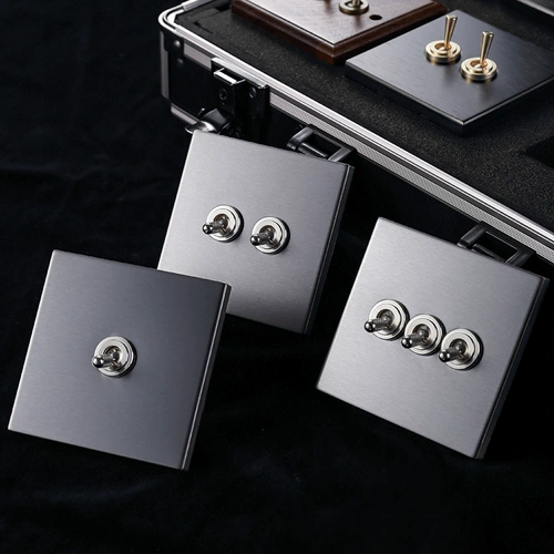 Ретро латунная металлическая световая панель из нержавеющей стали для отеля, переключатель, легкий роскошный стиль