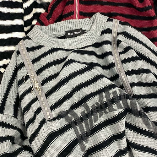 Дизайнерский демисезонный трикотажный свитер с молнией, в американском стиле, тренд сезона