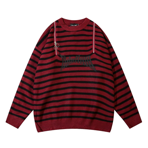 Дизайнерский демисезонный трикотажный свитер с молнией, в американском стиле, тренд сезона