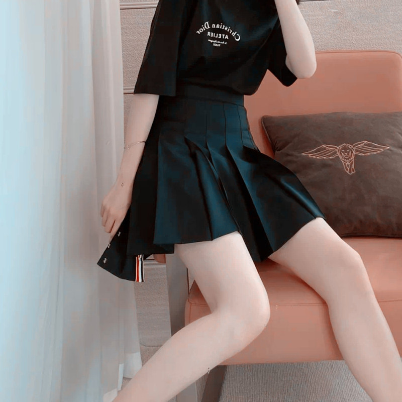 百褶春秋高腰a字裙显瘦西装半身裙 简位半身裙