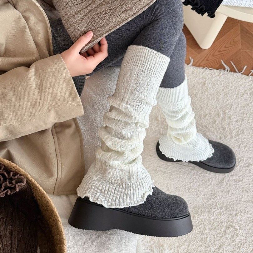 灰色堆堆袜套+打底裤绝绝子！秋冬加厚保暖针织小腿套复古堆堆袜,淘宝优惠券,粉丝福利购,淘宝优惠卷