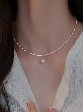 强光施家baby小米珍珠项链女网红新潮爆款轻奢小众锁骨链高级颈链