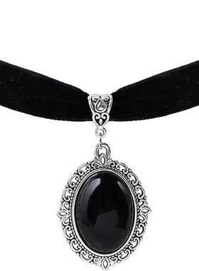 维多利亚式项链，黑色天鹅绒项链，哥特式项链，女士圣诞珠宝礼物