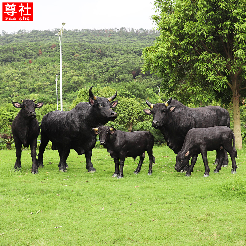 户外仿真大黑牛雕塑农场公园新农村草原奶牛黄牛景观动物装饰摆件 - 图1