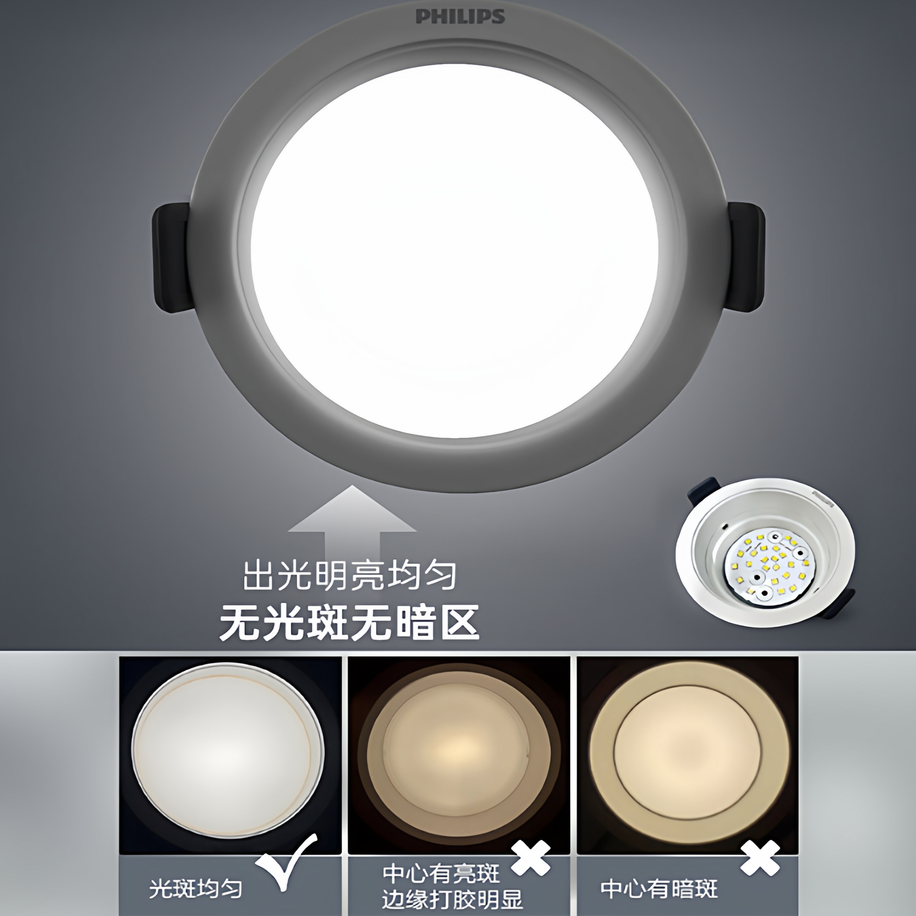 Philips LED anti-glare downlight spotlight ceiling light full spectrum living room bedroom light embedded deep cup corridor light