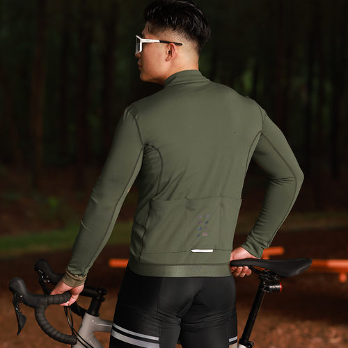 沃萨维公路车秋冬抓绒保暖山地自行车骑行服长袖加绒外套男5-15度 - 图1