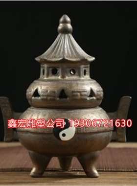 铸铜仿铜炼丹炉雕塑古代寺庙专业道具花园装饰品复古香炉鼎摆件