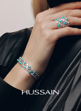 赫生蓝绣蓝松石925银开口手镯