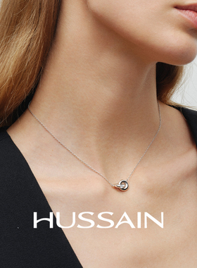 赫生HUSSAIN甜甜圈双环纯银项链女高级感时尚轻奢毛衣链生日礼物