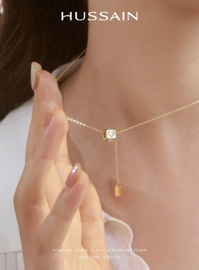 赫生原创方形爱心纯银项链