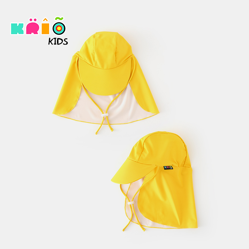 KIRO儿童游泳防紫外线沙滩遮阳帽男童女童宝宝透气护耳防晒帽子潮 - 图0