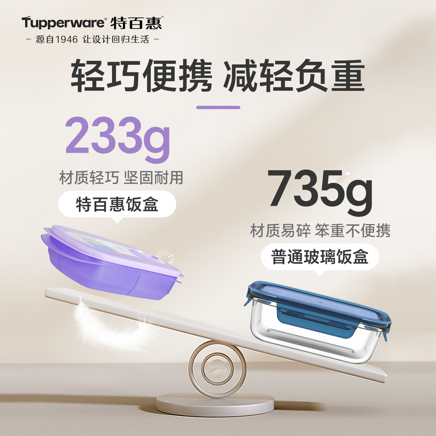 特百惠思丽康微波饭盒3件套分格饭盒水晶汤碗460ml学生可微波加热