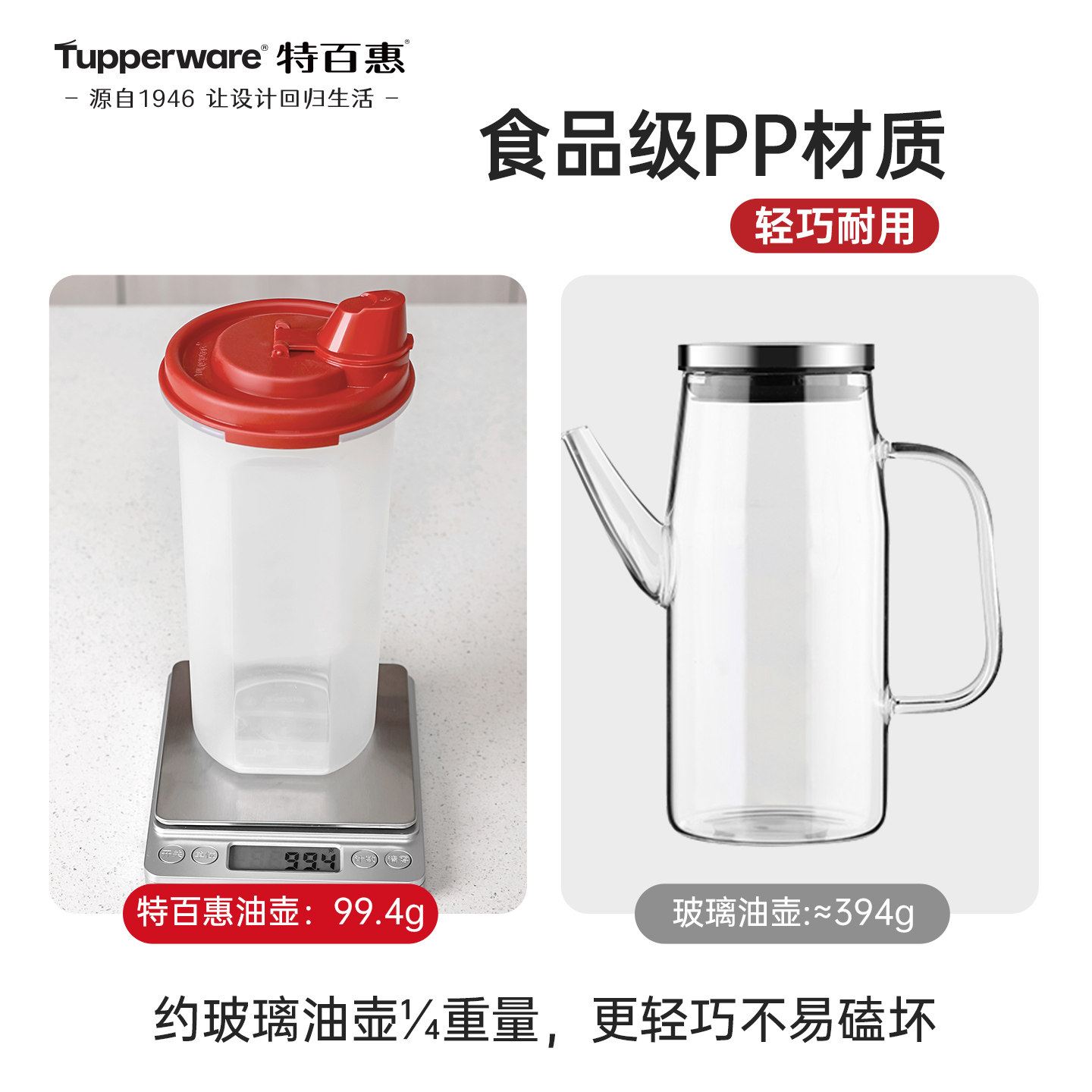 特百惠油壶厨房家用密封防漏塑料食品级加厚pp酱油醋调料瓶套装