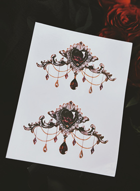 巴洛克紫水晶吊坠纹身贴 复古欧美性感tattoo
