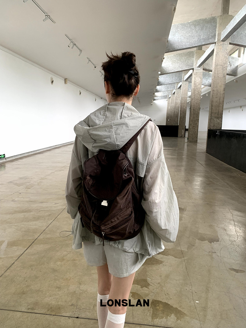 Lonslan BAG 2026 brown multi-pocket large capacity backpack mountaineering bag sports style versatile bag