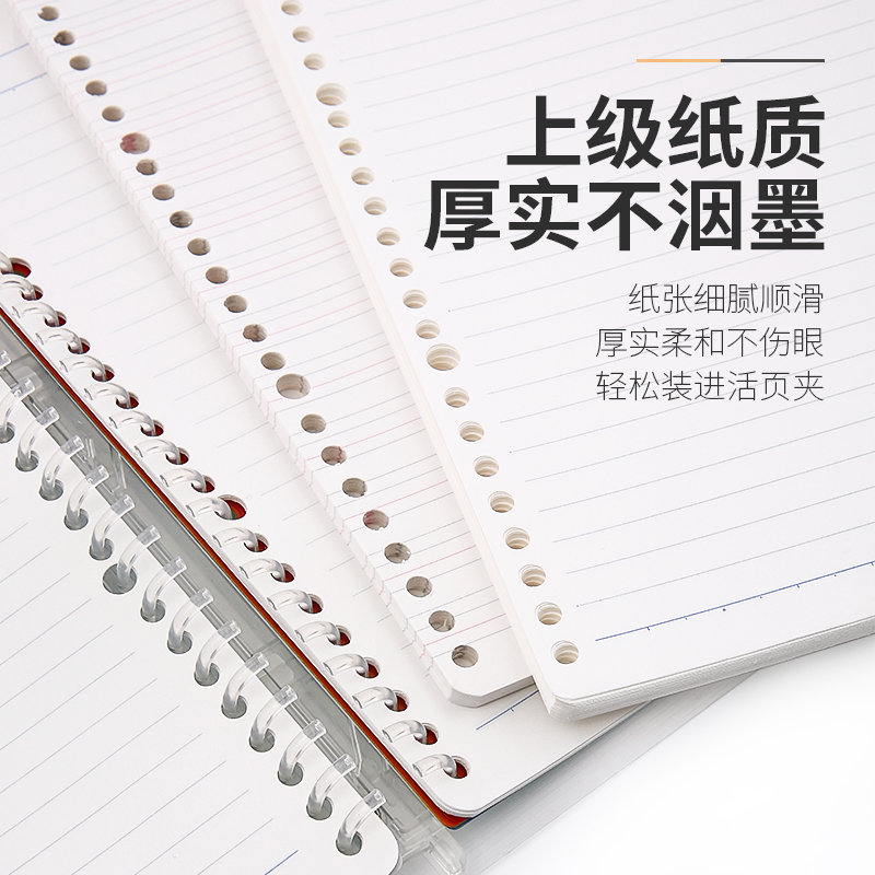 【加厚款】日本KOKUYO国誉活页替芯活页纸20孔/26孔方格横线点线空白笔记本内页活页纸活页本内芯替换芯替换-图1