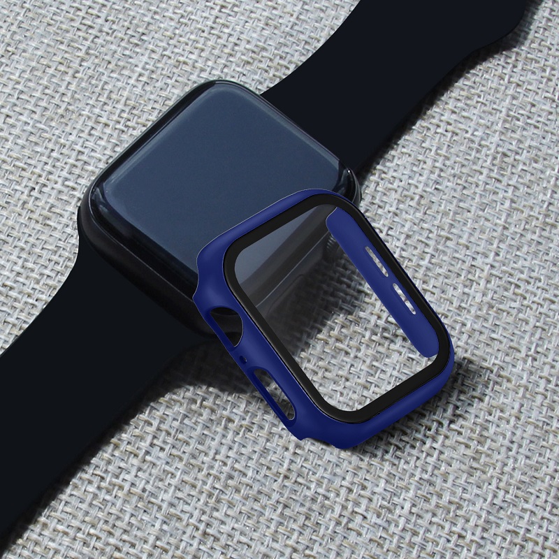 苹果手表iwatch7防水保护壳膜钢化膜一体applewatch6/se/5/4/3/2/1防尘全屏覆盖保护壳膜全包表带膜软壳硅胶 - 图0