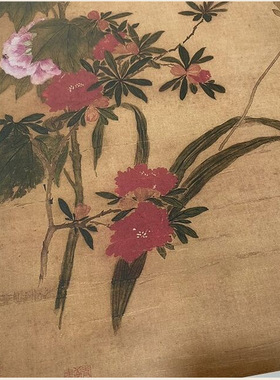 清蒋廷锡蜀葵萱花图工笔花卉