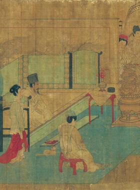 五代南唐周文矩合乐图字画人物横