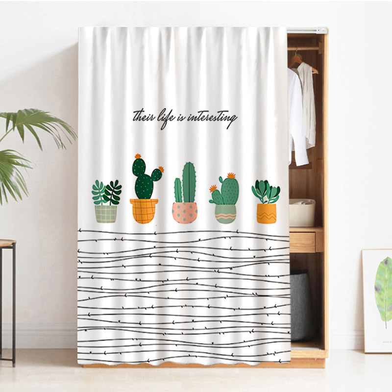 柜子遮挡帘衣柜防尘门帘免打孔滑轨拉帘书柜鞋架遮丑置物架布帘子,淘宝优惠券,粉丝福利购,淘宝优惠卷