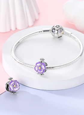 潘家风格小众设计DIY手链珠子铜镀银配饰釉彩花朵香水瓶串饰