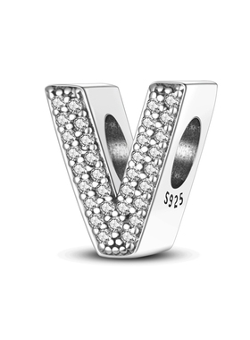 潘家风格DIY字母系列吊坠铜镀925银英文字母串珠首饰文字符号系列