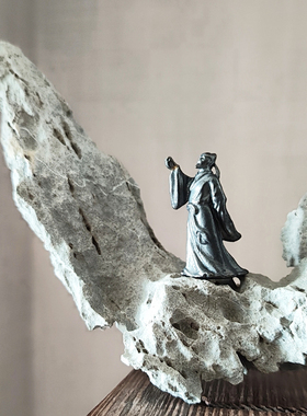 黄铜李白举杯邀明月伯牙鼓琴摆件造景小人物微景观盆景鱼缸装饰