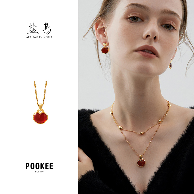 盐岛 笛卡尔小胖心爱心项链原创小众简约百搭气质款通勤饰品高级