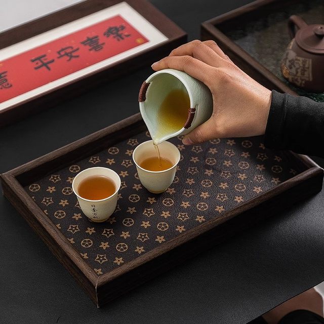 高档复古茶盘胡桃木首饰长方形轻奢木质收纳酒杯茶水文玩茶盘托盘