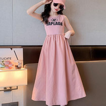 Girls summer dress 2023 new foreign air children trendy sleeveless princess dress sweet and thin vest long dress