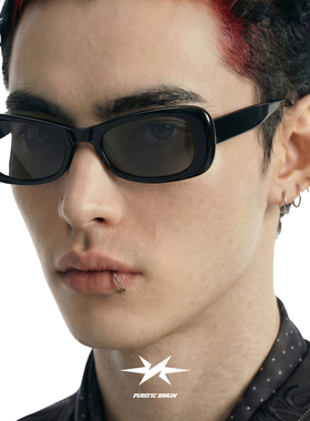 PLASTIC BRAIN复古猫眼太阳镜女黑色板材潮流墨镜防紫外线显脸小