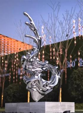 不锈钢镜面水浪花水滴雕塑定制城市房地产景观水池水波纹金属摆件