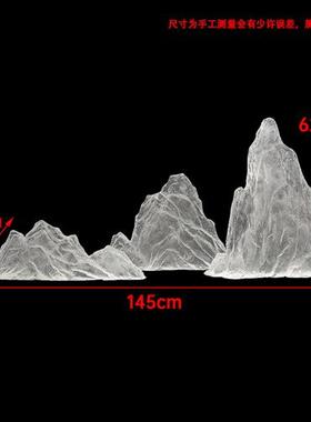 现代高档透明树脂绿色假山摆件工艺品软装饰酒店庭院客厅造景雕塑